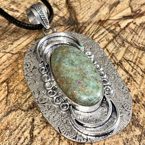 Large Ruby Fuchsite Pendant 2 7/8” - Picture 10 of 16